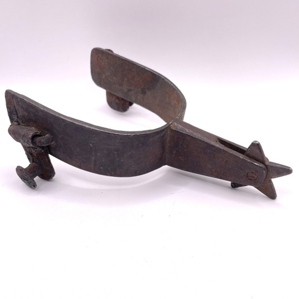 Vintage Western Cowboy Iron Boot Spur Single Star Rowel Rustic Ranch Decor
